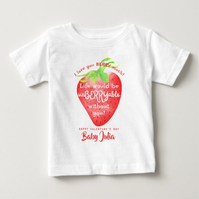 Camiseta Para Bebê Amo-Te A Berry Muita Strawberry Namorados Doces (Frente)