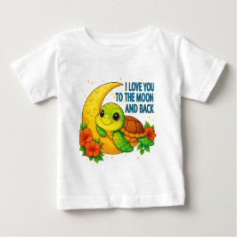 Camiseta Para Bebê Amo-te à Lua e à Tartaruga do Bebê