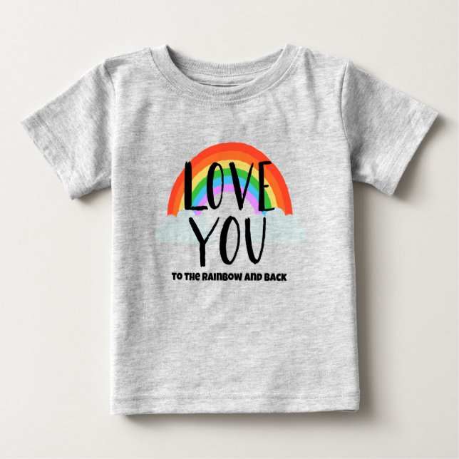 Camiseta Para Bebê Amo-te ao Arco-íris e às Costas (Frente)