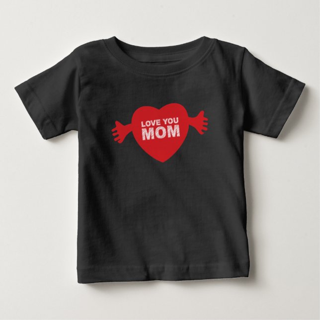 Camiseta Para Bebê Amo-te Mãe Heart (Frente)