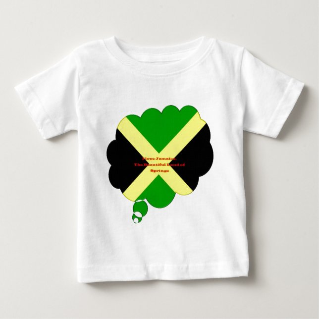 Camiseta Para Bebê Amo Texto Jamaica no Flag Art Impressão (Frente)