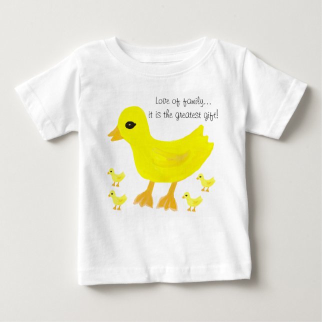 Camiseta Para Bebê Amor a Patos Amarelos Familiares (Frente)