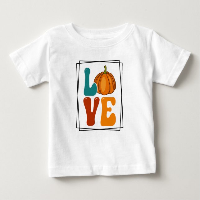 Camiseta Para Bebê Amor, Abóbora outono (Frente)