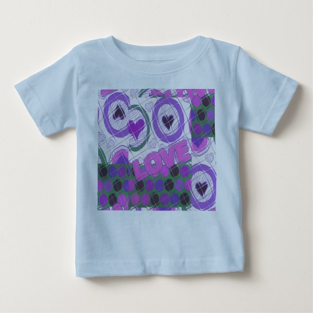 Camiseta Para Bebê Amor Adorável, Coração, Impressão (Frente)