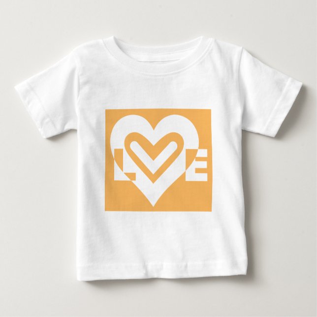 Camiseta Para Bebê Amor Branco e Laranja (Frente)