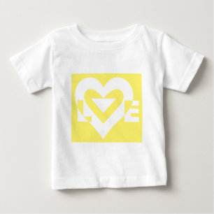 Camiseta Para Bebê Amor Branco em Amarelo