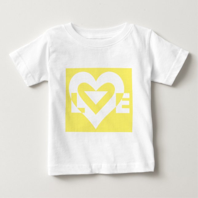 Camiseta Para Bebê Amor Branco em Amarelo (Frente)