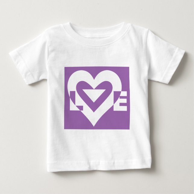 Camiseta Para Bebê Amor branco em roxo (Frente)