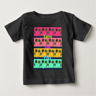 Camiseta Para Bebê Amor Comer Brincar Impressão de Arte