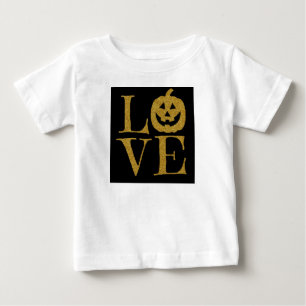 Camiseta Para Bebê Amor de Halloween FOFO, com Letras Brilhantes Dour
