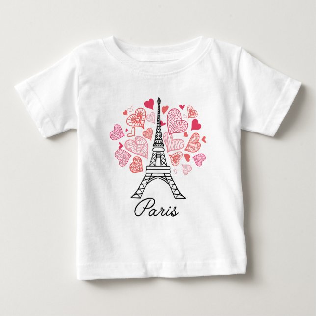 Camiseta Para Bebê Amor de Paris, France (Frente)