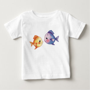 Camiseta Para Bebê Amor Debaixo do Mar – Cute Casal de Peixes em Aqua