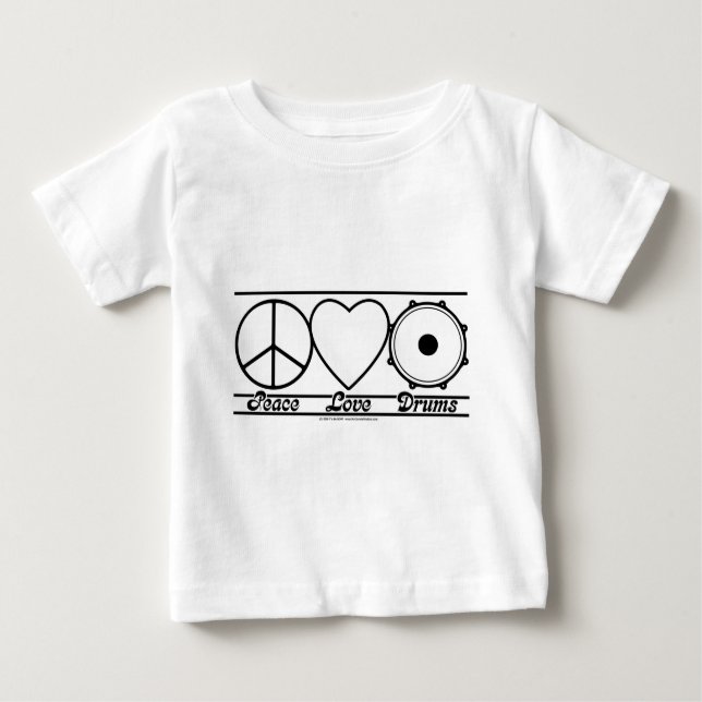 Camiseta Para Bebê Amor e cilindros da paz (Frente)