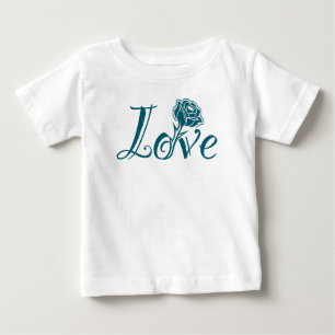 Camiseta Para Bebê Amor em Flor: Tipografia Elegante com uma Rosa