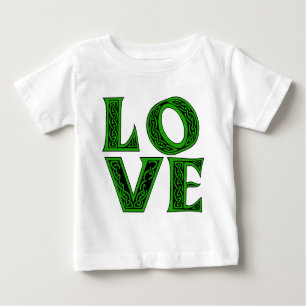 Camiseta Para Bebê AMOR em fontes celtas