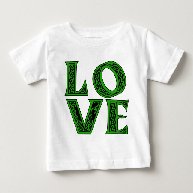 Camiseta Para Bebê AMOR em fontes celtas (Frente)