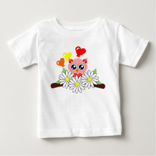 Camiseta Para Bebê Amor em Forma de Coruja