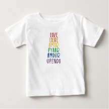 Amor em muitas línguas Rainbow Pride Baby T-Shirt