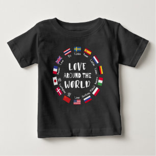 Camiseta Para Bebê Amor em Todo o Mundo Idiomas