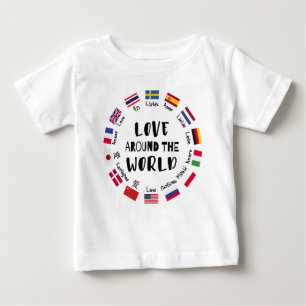 Camiseta Para Bebê Amor em todo o mundo Idiomas