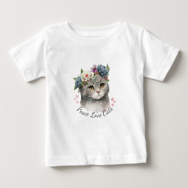 Camiseta Para Bebê Amor Gato (Frente)