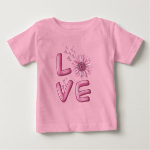 Camiseta Para Bebê Amor Girassol Rosa