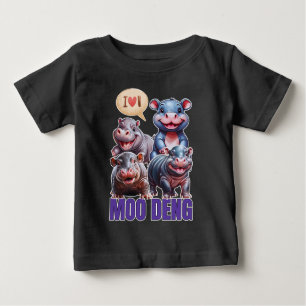 Camiseta Para Bebê Amor moo Deng Tailandês engraçado bebê famoso hipp