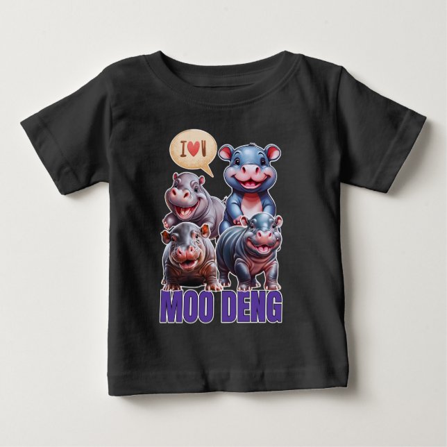 Camiseta Para Bebê Amor moo Deng Tailandês engraçado bebê famoso hipp (Frente)
