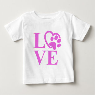 Camiseta Para Bebê Amor Muito Fofo de Estimação Coração e Marca de Pa