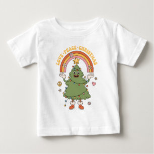 Camiseta Para Bebê Amor, Paz, Natal - Um Feriado de Groovy