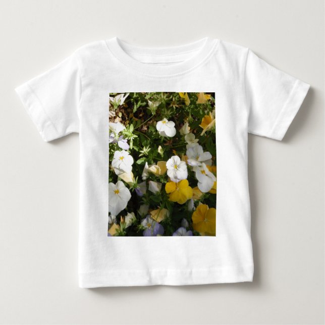 Camiseta Para Bebê Amor-Perfeito Branco e Amarelo (Frente)
