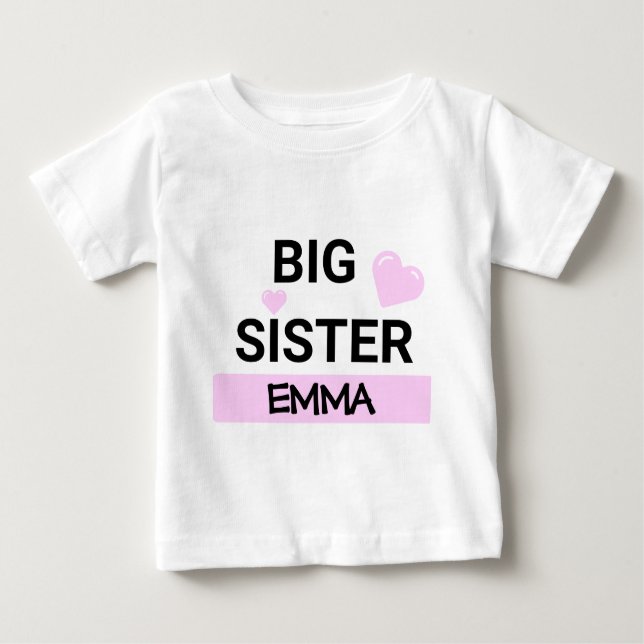Camiseta Para Bebê Amor Personalizado Irmã Maior (Frente)