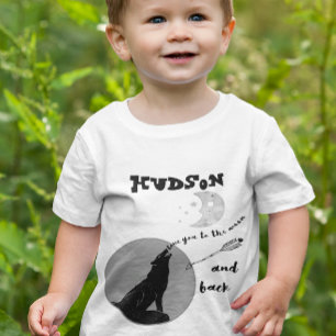 Camiseta Para Bebê AMOR personalizado lobo da floresta você à lua
