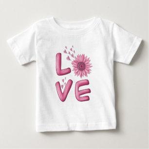 Camiseta Para Bebê Amor, Rosa, Girassol