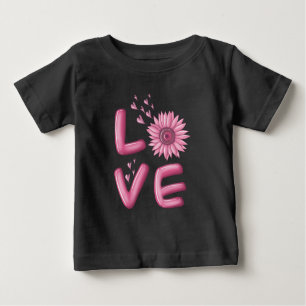 Camiseta Para Bebê Amor, Rosa, Girassol