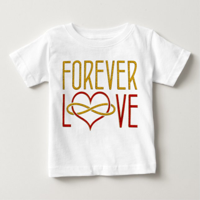 Camiseta Para Bebê AMOR SEMPRE - Ouro vermelho (Frente)
