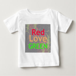 CAMISETA PARA BEBÊ AMOR VERDE OURO VERMELHO