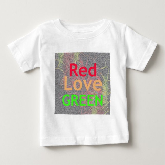 CAMISETA PARA BEBÊ AMOR VERDE OURO VERMELHO (Frente)