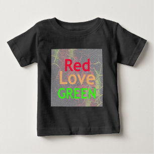 CAMISETA PARA BEBÊ AMOR VERDE OURO VERMELHO