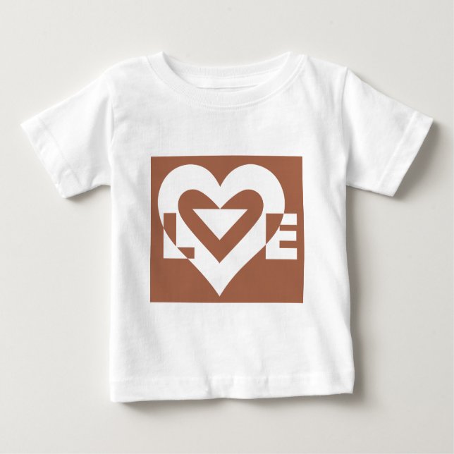 Camiseta Para Bebê Amor White em Brown (Frente)