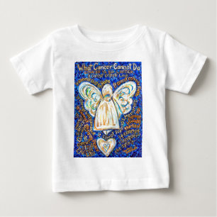 Camiseta Para Bebê &amp Azul; Anjo do Cancer Dourado - Grande