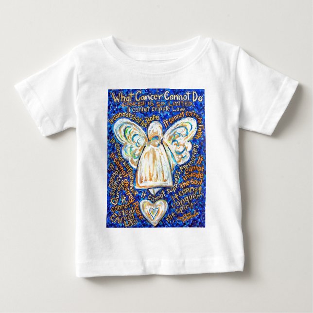 Camiseta Para Bebê &amp Azul; Anjo do Cancer Dourado - Grande (Frente)