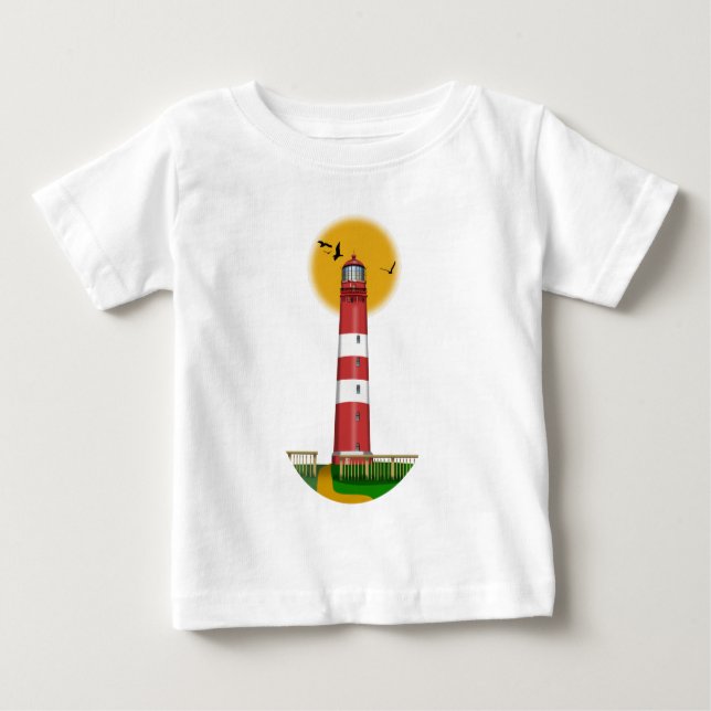 Camiseta Para Bebê Amrum Lighthouse Alemanha (Frente)