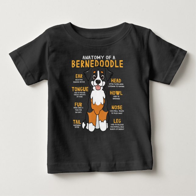 Camiseta Para Bebê Anatomia Bernedoodle Cachorro Engraçado Mãe Pai Bo (Frente)