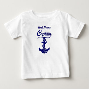 Camiseta Para Bebê Âncora de veleiro Capitão Desenho Náutico
