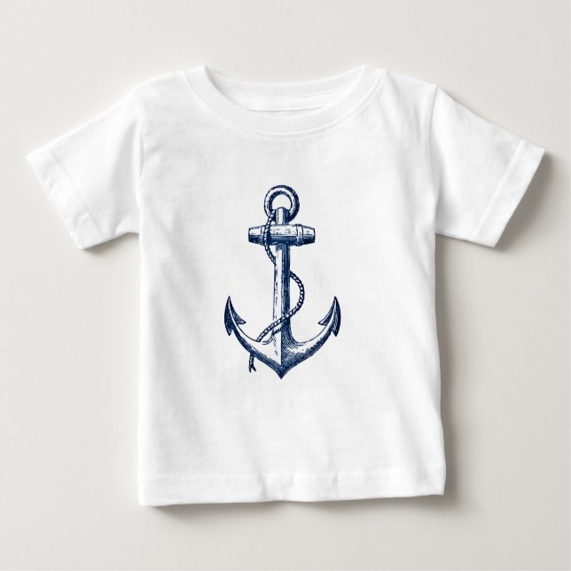 Camiseta Para Bebê Âncora dos azuis marinhos (Frente)
