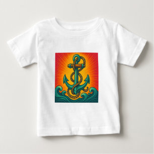 Camiseta Para Bebê Ancoragem Pop Art Náutica