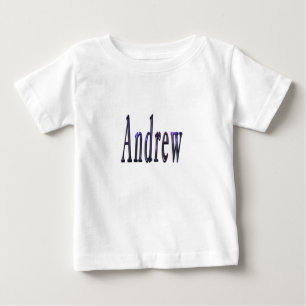 Camiseta Para Bebê Andrew Nome Em Nebula Azul,
