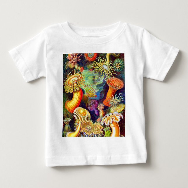 Camiseta Para Bebê Anêmonas de mar de Ernst Haeckel (Frente)