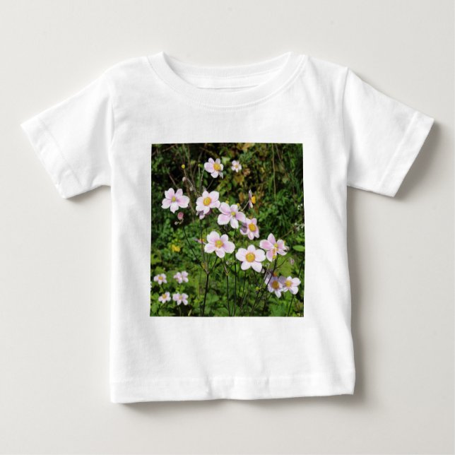 Camiseta Para Bebê Anemonas rosa (Frente)